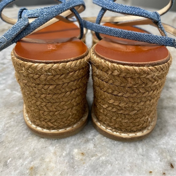 Jimmy Choo Danai 100 Denim Wedge Sandal, Blue - Picture 8 of 13